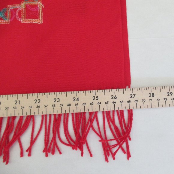 New Embroidered Pashmina Cashmere Wool Shawl Stole Wrap Scarf Throw 67x27" Red - Picture 11 of 13